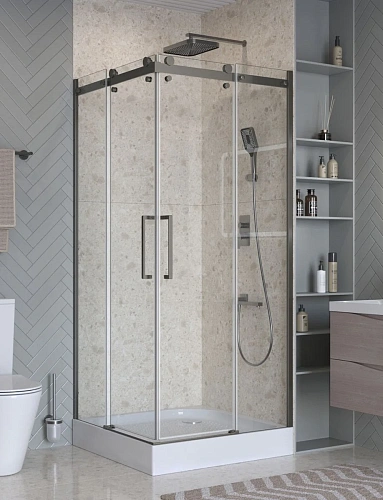 Душевой уголок BelBagno MARINO-2-A-2-90-C-GM 90x90 см, профиль оружейная сталь, стекло прозрачное Душевой уголок BelBagno MARINO-2-A-2-90-C-GM 90x90 см, профиль оружейная сталь, стекло прозрачное