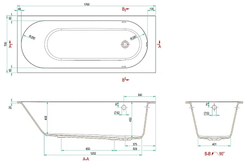 Ванна из искусственного камня Allen Brau Evo Oberon 170x70 2.3EV01.20 Ванна из искусственного камня Allen Brau Evo Oberon 170x70 2.3EV01.20