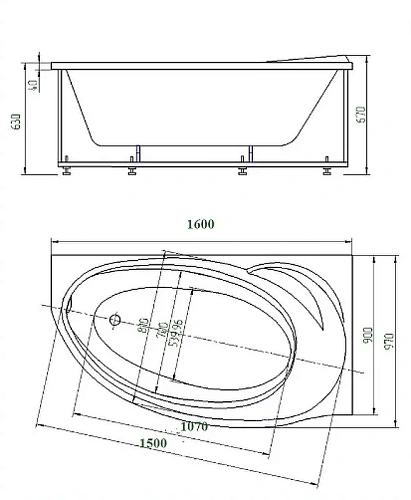 Акриловая ванна Aquatek Бетта 160 правая пустая с фронтальным экраном вклеенный каркас BET160-000002 BET160-0000028 Акриловая ванна Aquatek Бетта 160 правая пустая с фронтальным экраном вклеенный каркас BET160-000002 BET160-0000028