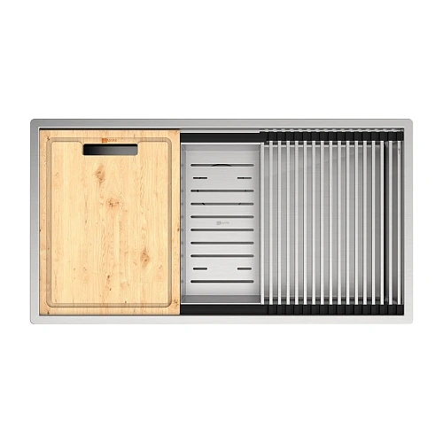 Кухонная мойка Lemark TABAGA 820 из нержавеющей стали с аксессуарами в комплекте: ролл-мат, коландер, разделочная доска, сталь 9937133 Кухонная мойка Lemark TABAGA 820 из нержавеющей стали с аксессуарами в комплекте: ролл-мат, коландер, разделочная доска, сталь 9937133