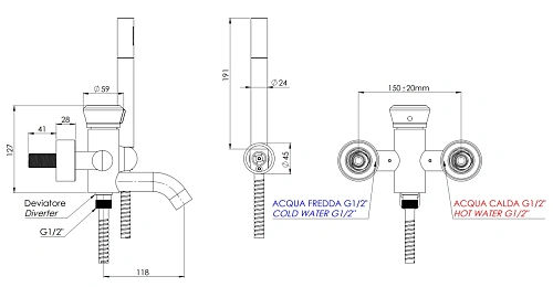 Смеситель для ванны Remer Element ET02XV, сталь Смеситель для ванны Remer Element ET02XV, сталь