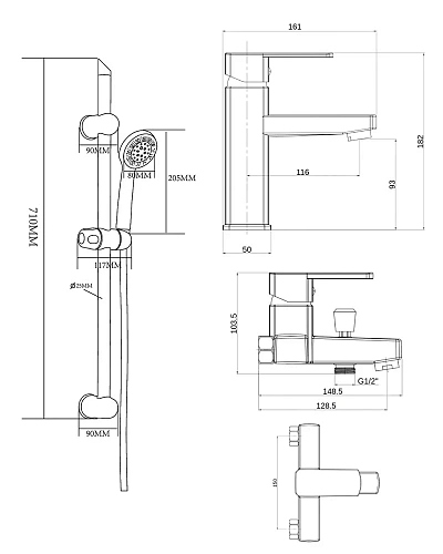 Комплект смесителей OneLife P06-511b черный Комплект смесителей OneLife P06-511b черный
