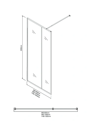 Душевая перегородка Niagara Nova NG-481-90FBLACK (90х200) черный матовый, стекло рифленое/тонированное Душевая перегородка Niagara Nova NG-481-90FBLACK (90х200) черный матовый, стекло рифленое/тонированное