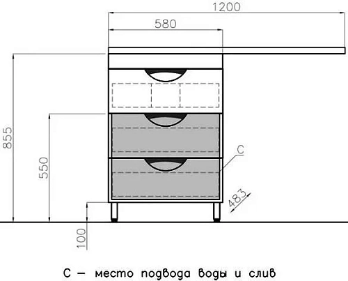 Тумба под раковину Style Line Жасмин 60 (3 ящ.), Космос/Даллас 120, Люкс PLUS ЛС-00000644 Тумба под раковину Style Line Жасмин 60 (3 ящ.), Космос/Даллас 120, Люкс PLUS ЛС-00000644