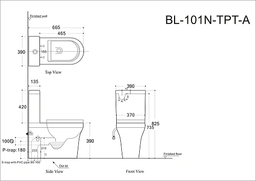 Чаша напольного унитаза Aquanet Rimless Nova-C1 BL-101N-TPT-A NOVA-C1 с сиденьем Чаша напольного унитаза Aquanet Rimless Nova-C1 BL-101N-TPT-A NOVA-C1 с сиденьем
