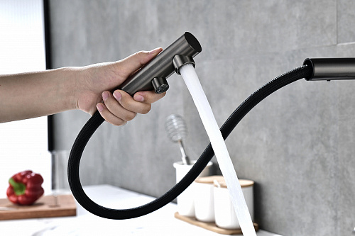 Смеситель для кухни Paulmark SERPENTINE вороненая сталь Se213222-GM Смеситель для кухни Paulmark SERPENTINE вороненая сталь Se213222-GM