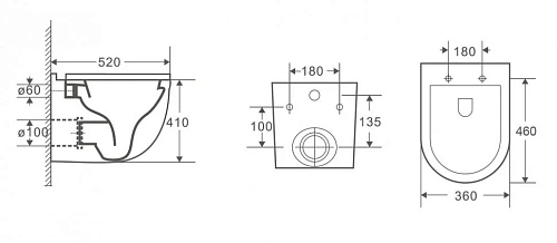 Унитаз подвесной CeramaLux 2198 с сиденьем Унитаз подвесной CeramaLux 2198 с сиденьем