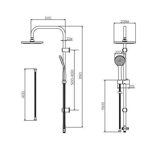 Душевая система Dorff Comfort D0708000BL с тропическим душем, черный Душевая система Dorff Comfort D0708000BL с тропическим душем, черный