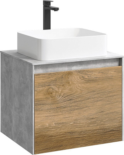 Корпус тумбы под раковину подвесной, цвет бетон светлый, 60 см без фасадов AQWELLA Mobi MOB0106BS Корпус тумбы под раковину подвесной, цвет бетон светлый, 60 см без фасадов AQWELLA Mobi MOB0106BS