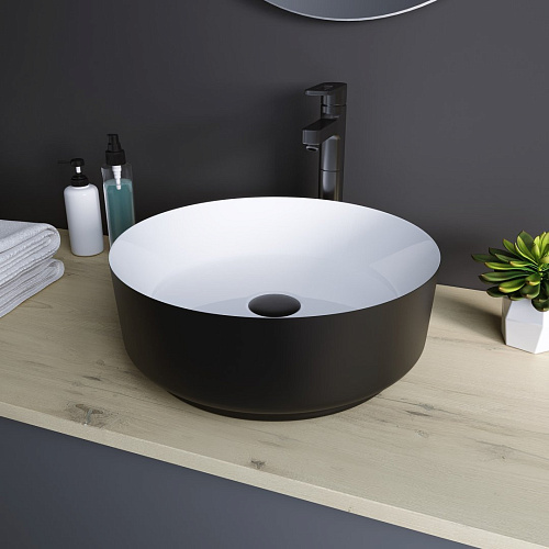 Раковина GROSSMAN Color GR-4040BW (360x360x115) черная белая внутри Раковина GROSSMAN Color GR-4040BW (360x360x115) черная белая внутри