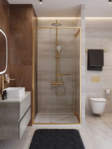 Душевая дверь CEZARES LUX-B-FS-1-100-C-BORO 100 см, профиль брашированное золото, стекло прозрачное Душевая дверь CEZARES LUX-B-FS-1-100-C-BORO 100 см, профиль брашированное золото, стекло прозрачное