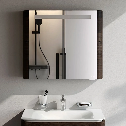 Зеркальный шкаф AM.PM Sensation M30MCR0801TF правый, 80 см, с подсветкой, табачный дуб Зеркальный шкаф AM.PM Sensation M30MCR0801TF правый, 80 см, с подсветкой, табачный дуб