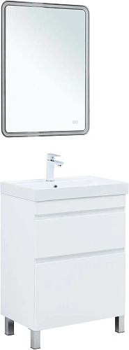 Тумба под раковину Aquanet Слим 60 00346042 напольная, белый сатин Тумба под раковину Aquanet Слим 60 00346042 напольная, белый сатин