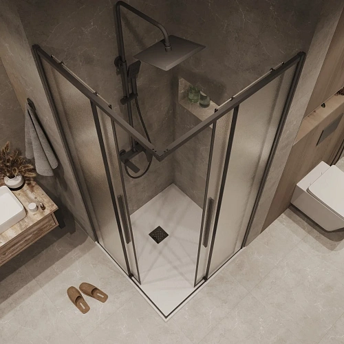 Душевая дверь GROSSMAN Galaxy 1/2.K33.01.12.21.02 (120x195) черный матовый, стекло шиншилла Душевая дверь GROSSMAN Galaxy 1/2.K33.01.12.21.02 (120x195) черный матовый, стекло шиншилла