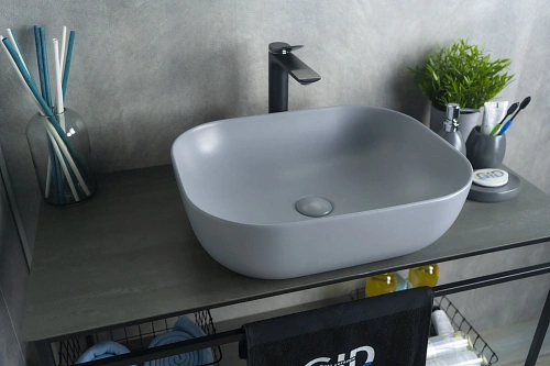 Раковина Gid Gm1302 53336 накладная серая матовая 50x40x14 Раковина Gid Gm1302 53336 накладная серая матовая 50x40x14