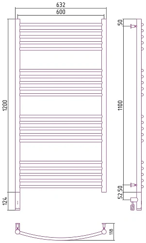 Полотенцесушитель электрический Сунержа Богема 3.0 выгнутая 1200х600 МЭМ левый 12-5802-1260 Белый Полотенцесушитель электрический Сунержа Богема 3.0 выгнутая 1200х600 МЭМ левый 12-5802-1260 Белый