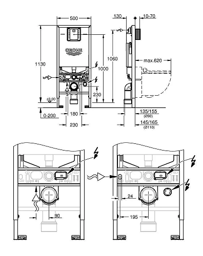 Инсталляция для унитаза GROHE Rapid SLX (39596000) Инсталляция для унитаза GROHE Rapid SLX (39596000)