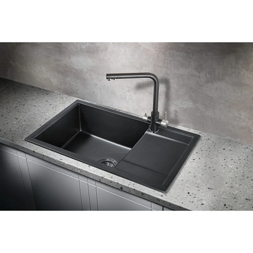 Кухонная мойка Milacio Navarra 78 Cuarzo (MC.77051), черный матовый Кухонная мойка Milacio Navarra 78 Cuarzo (MC.77051), черный матовый