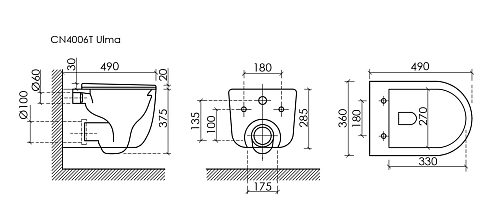 Унитаз подвесной Ceramica Nova ULMA CN4006T белый Унитаз подвесной Ceramica Nova ULMA CN4006T белый