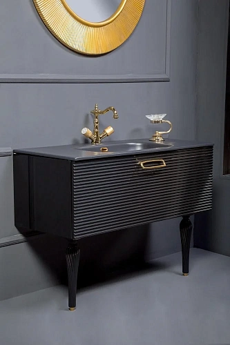 Тумба под раковину Boheme Linea 100 черная + золото 842-100-BG Тумба под раковину Boheme Linea 100 черная + золото 842-100-BG