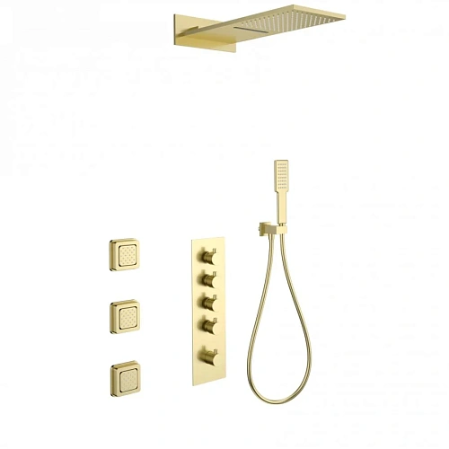 Душевая система Wonzon & Woghand с термостатом, встраиваемая, брашированное золото (WW-D4100-BG) Душевая система Wonzon & Woghand с термостатом, встраиваемая, брашированное золото (WW-D4100-BG)