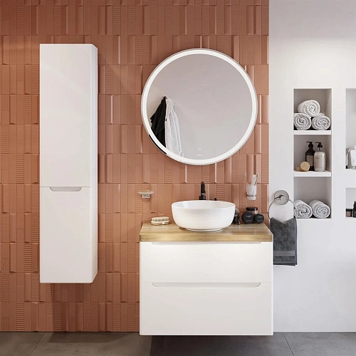 Комплект мебели STWORKI Берген 80 белая со светлой столешницей, раковина Moduo 40 RING 549483 Комплект мебели STWORKI Берген 80 белая со светлой столешницей, раковина Moduo 40 RING 549483