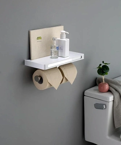 Держатель туалетной бумаги Rush Edge ED77143A двойной с полкой Держатель туалетной бумаги Rush Edge ED77143A двойной с полкой