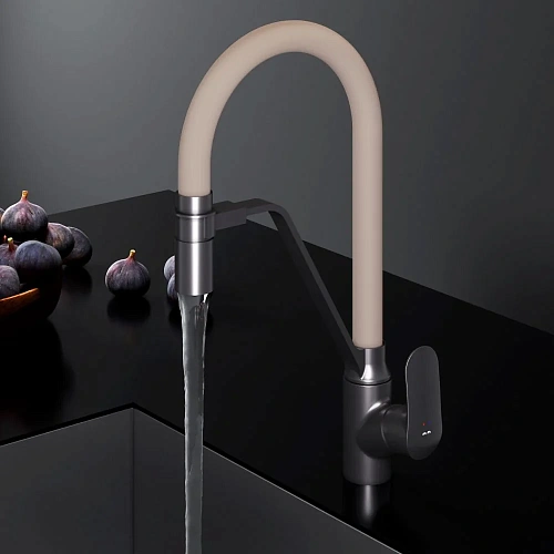 Смеситель для кухни AM.PM Like F8007826 с каналом для питьевой воды и гибким изливом, черный/бежевый Смеситель для кухни AM.PM Like F8007826 с каналом для питьевой воды и гибким изливом, черный/бежевый