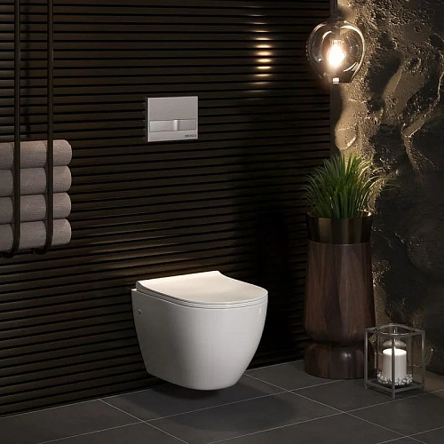 Комплект унитаза BERGES OKUS с инсталляцией NOVUM525, кнопкой R2 хром матовый, сиденье дюропласт Tom 043276 Комплект унитаза BERGES OKUS с инсталляцией NOVUM525, кнопкой R2 хром матовый, сиденье дюропласт Tom 043276