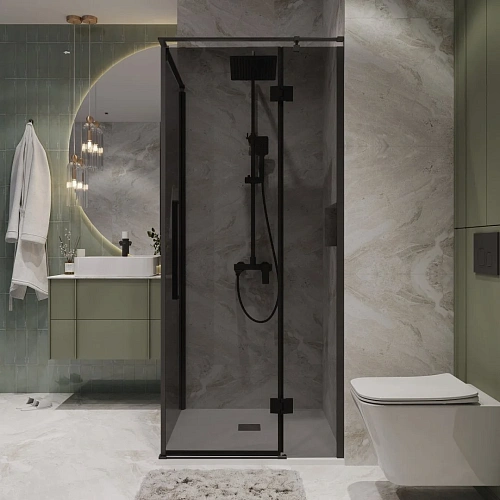 Душевой уголок Niagara Nova NG-2832-34BLACK (100x100x195) квадратная, распашнаячерный матовый, стекло тониров Душевой уголок Niagara Nova NG-2832-34BLACK (100x100x195) квадратная, распашнаячерный матовый, стекло тониров