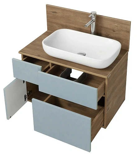 Тумба под раковину Aquaton Мишель 80 со столешницей, дуб рустикальный, фьорд 1A244501MIX30 Тумба под раковину Aquaton Мишель 80 со столешницей, дуб рустикальный, фьорд 1A244501MIX30