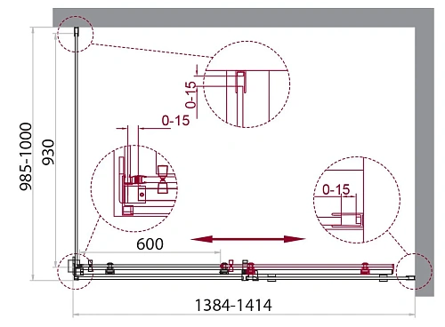 Душевой уголок BelBagno ACQUA-AH-1-140/100-C-Cr Душевой уголок BelBagno ACQUA-AH-1-140/100-C-Cr