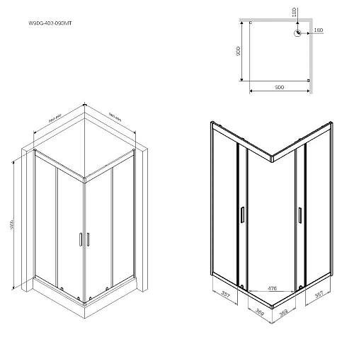 Душевой уголок AM.PM Gem W90G-403-090MT 90х90 квадрат, стекло прозрачное, профиль серебро матовое Душевой уголок AM.PM Gem W90G-403-090MT 90х90 квадрат, стекло прозрачное, профиль серебро матовое