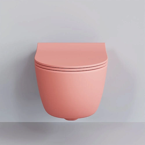 Унитаз подвесной Abner 103T20901R (545x360x330) матовый розовый безободковый с тонкой крышкой 103T20901R-102T20901S Унитаз подвесной Abner 103T20901R (545x360x330) матовый розовый безободковый с тонкой крышкой 103T20901R-102T20901S