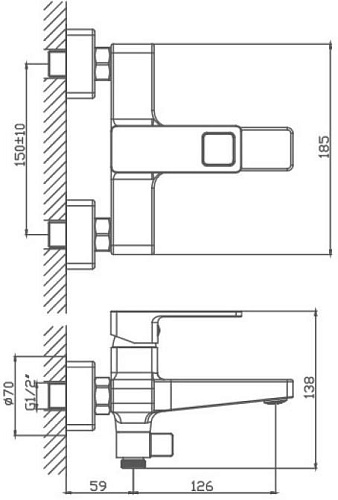 Смеситель для ванны Haiba HB60615-7, черный Смеситель для ванны Haiba HB60615-7, черный