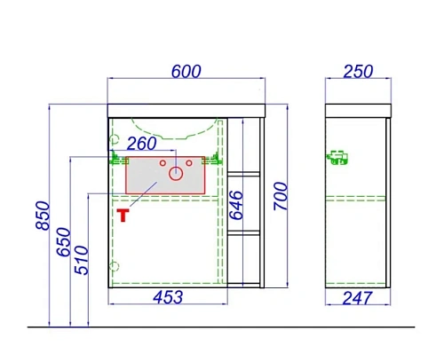 Фасад для тумбы Aqwella Alba 45 ALB0706GRМ серый матовый Фасад для тумбы Aqwella Alba 45 ALB0706GRМ серый матовый