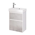 Тумба под раковину DREJA SLIM, 55 см, подвесная/напольная, 2 ящика, белый глянец / бетон 99.0502 Тумба под раковину DREJA SLIM, 55 см, подвесная/напольная, 2 ящика, белый глянец / бетон 99.0502