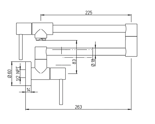 Смеситель для кухни Paini Cox 78CR518KM излив раскладной Смеситель для кухни Paini Cox 78CR518KM излив раскладной
