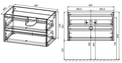 Тумба под раковину Vincea Gio 800 подвесная, 2 выкатных ящика soft-close, R.Oak VMC-2G800RO Тумба под раковину Vincea Gio 800 подвесная, 2 выкатных ящика soft-close, R.Oak VMC-2G800RO