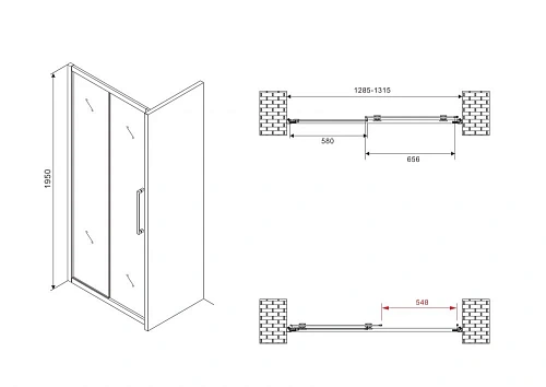 Душевая дверь ABBER Schwarzer Diamant AG30130BMH 130 см универсальная, профиль черный, стекло матовое Душевая дверь ABBER Schwarzer Diamant AG30130BMH 130 см универсальная, профиль черный, стекло матовое