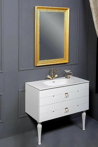 Тумба под раковину Armadi Art VALLESSI AVANTGARDE Piazza 100 белая-золото 841-100-WG Тумба под раковину Armadi Art VALLESSI AVANTGARDE Piazza 100 белая-золото 841-100-WG