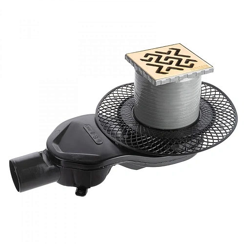 Душевой трап BERGES PLATZ Antik 100х100, бронза, S-сифон D50 H60 боковой 094160 Душевой трап BERGES PLATZ Antik 100х100, бронза, S-сифон D50 H60 боковой 094160