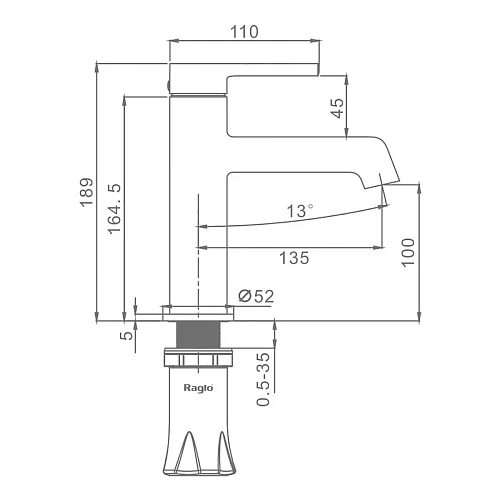 Смеситель для раковины Raglo R20.10.08 монолитный, белый Смеситель для раковины Raglo R20.10.08 монолитный, белый