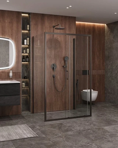 Душевой уголок CEZARES MOLVENO-AH-12-120/90-C-GM-IV цвет профиля оружейная сталь стекло прозрачное 1200x900 мм Душевой уголок CEZARES MOLVENO-AH-12-120/90-C-GM-IV цвет профиля оружейная сталь стекло прозрачное 1200x900 мм