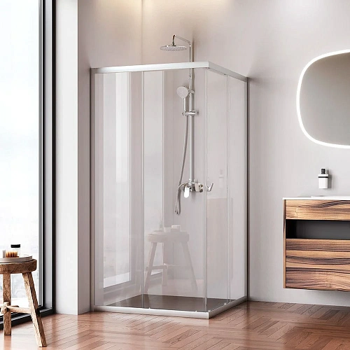 Душевой уголок AM.PM Sunny W87G-403-100100-MT 100x100 серебро, стекло прозрачное Душевой уголок AM.PM Sunny W87G-403-100100-MT 100x100 серебро, стекло прозрачное