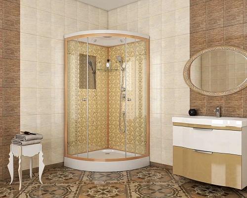 Душевая кабина Niagara Luxe NG-7701G (900x900х2100) низкий поддон (15см) стенки золото Душевая кабина Niagara Luxe NG-7701G (900x900х2100) низкий поддон (15см) стенки золото