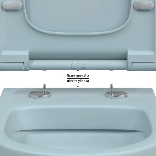 Унитаз подвесной BERGES EGO XL Rimless сиденье EGO XL Slim SO матовый голубой, микролифт , быстросъе 083229 Унитаз подвесной BERGES EGO XL Rimless сиденье EGO XL Slim SO матовый голубой, микролифт , быстросъе 083229