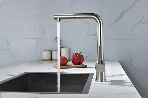 Смеситель для кухни Paulmark SERPENTINE брашированная сталь Se213222-BS Смеситель для кухни Paulmark SERPENTINE брашированная сталь Se213222-BS