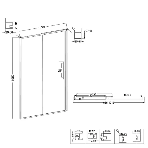 Душевая дверь Niagara Nova NG-84-10AB (100x195) черный матовый, стекло прозрачное Душевая дверь Niagara Nova NG-84-10AB (100x195) черный матовый, стекло прозрачное