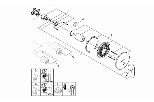 Смеситель для душа GROHE Eurosmart New (внешняя и встраиваемая части), хром (33556002) Смеситель для душа GROHE Eurosmart New (внешняя и встраиваемая части), хром (33556002)